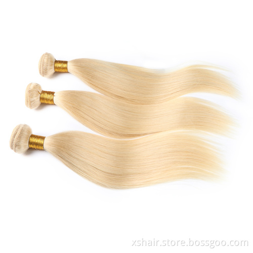 Factory Direct Indian Human Hair Weaves Silky Straight 613 Blonde Human Hair Bundles with 4*4 13*6 Lace Closure